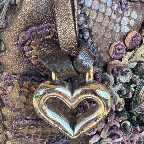 BRIGHTON Fabiola Appliqué Masterpiece 3D Floral Shoulder Bag Bronzed Pewter - Picture 3 of 16